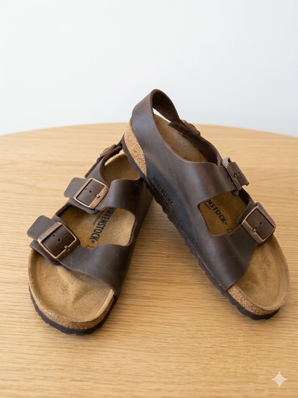 Birkenstock Milano Sandals Oiled Leather Habana Brown Womens 41